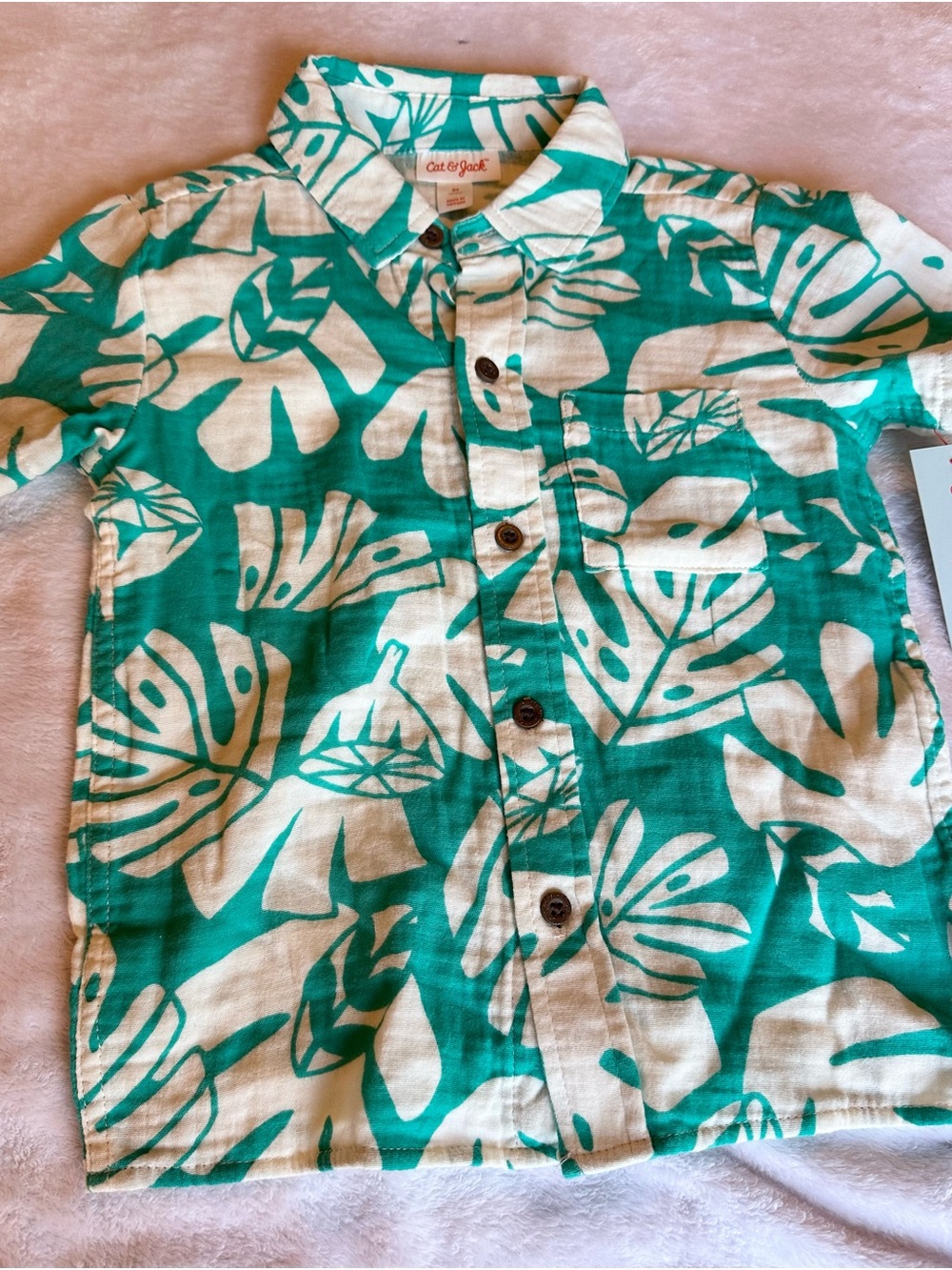 Cath Kidston Teal and White Tropical Leaf Button-Up Shirt
